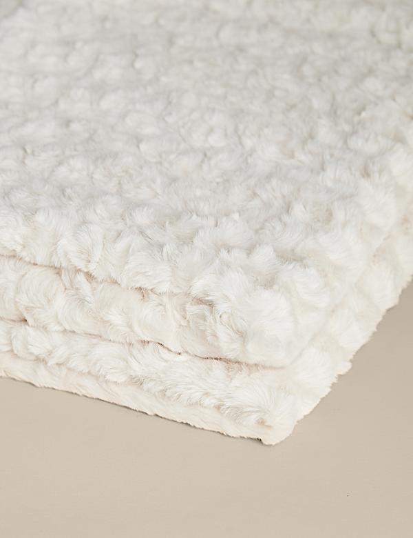 Large Textured Faux Fur Throw - AU