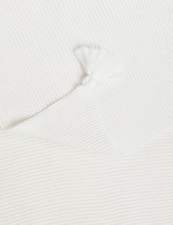 Πλεκτό ριχτάρι με φουντίτσες - GR