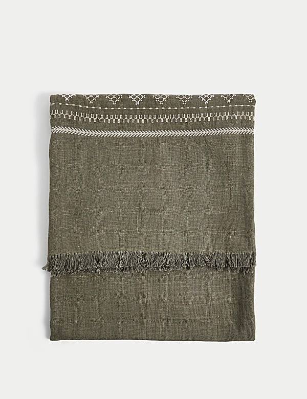 Pure Linen Embroidered Throw - DK