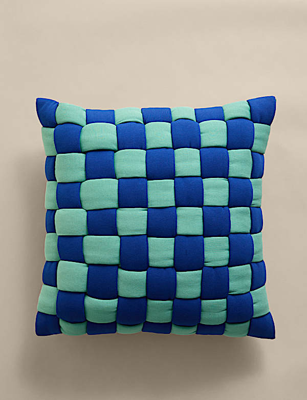 Pure Cotton Basketweave Quilted Cushion - JE