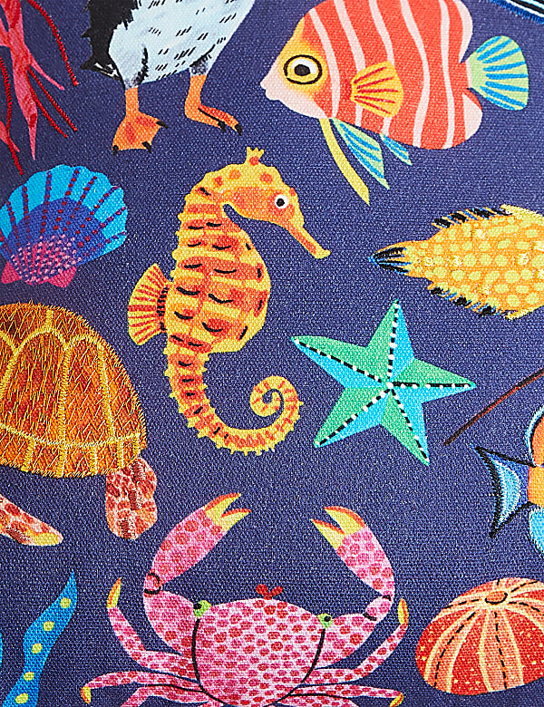 Pure Cotton Under Sea Embroidered Cushion