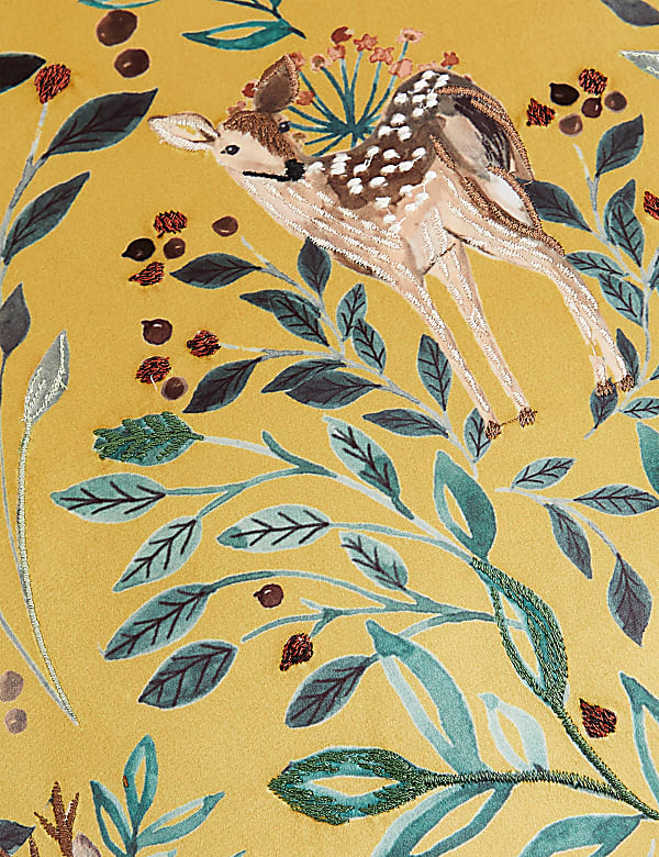 Velvet Deer Embroidered Cushion