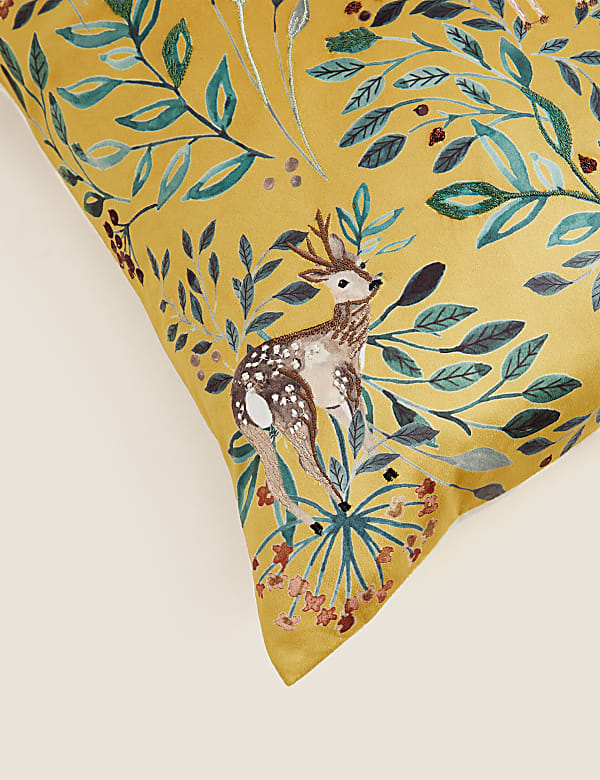 Velvet Deer Embroidered Cushion