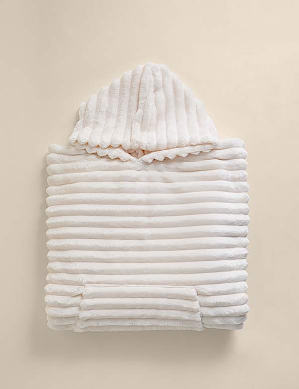 Ribbed Fleece Hooded Blanket - US