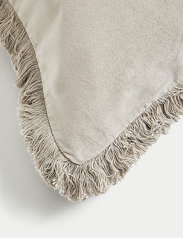 Pure Cotton Velvet Fringed Cushion - NO
