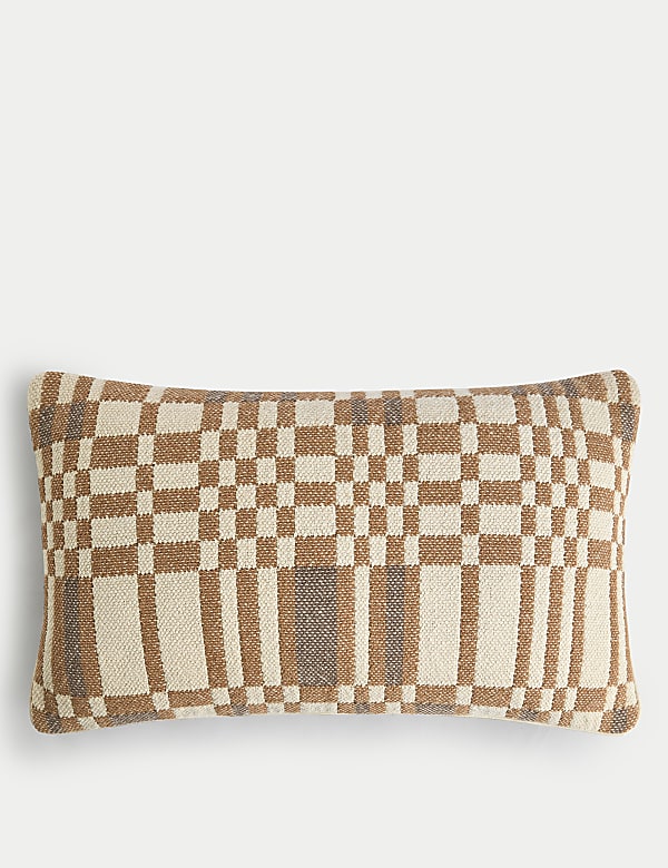 Cotton Rich Checked Bolster Cushion - US