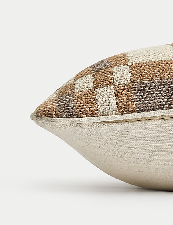 Cotton Rich Checked Bolster Cushion - IL