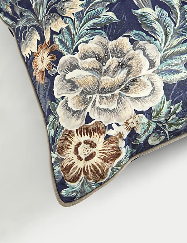 Velvet Bird Embellished Cushion - CA