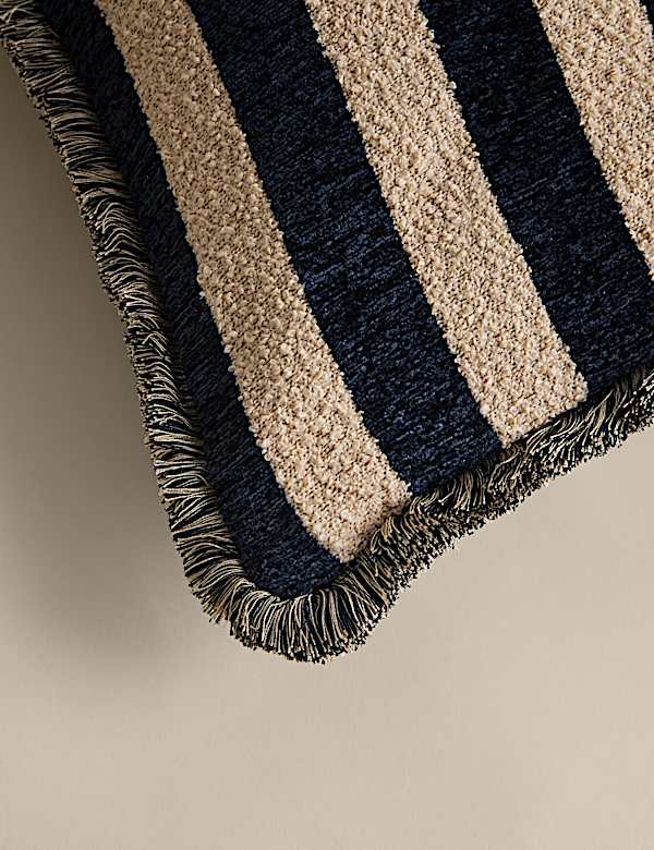 Chenille Striped Fringed Cushion - FI
