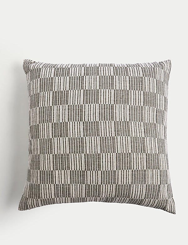 Cotton Blend Geometric Woven Cushion - US