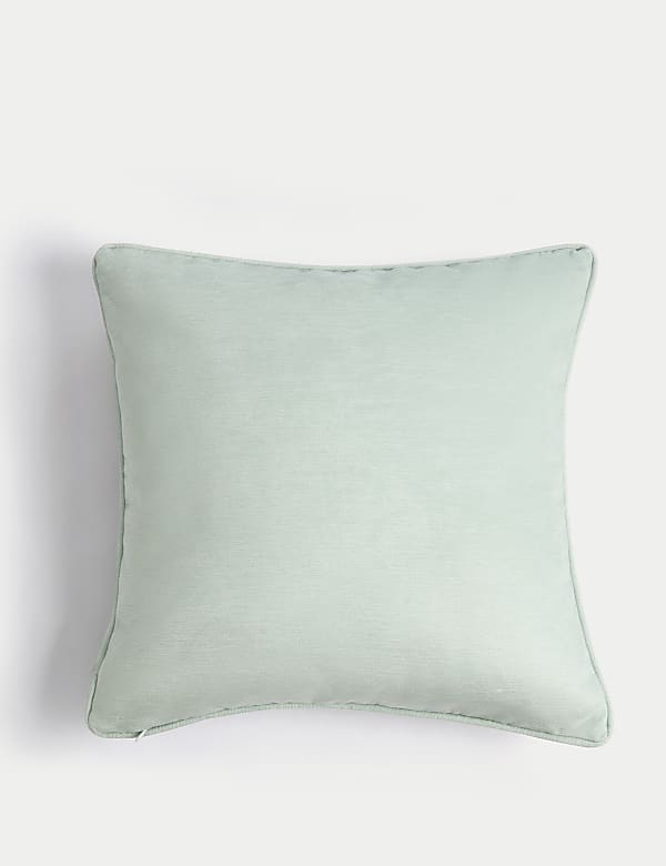 Coussin en chenille &agrave; imprim&eacute; oiseau - FR