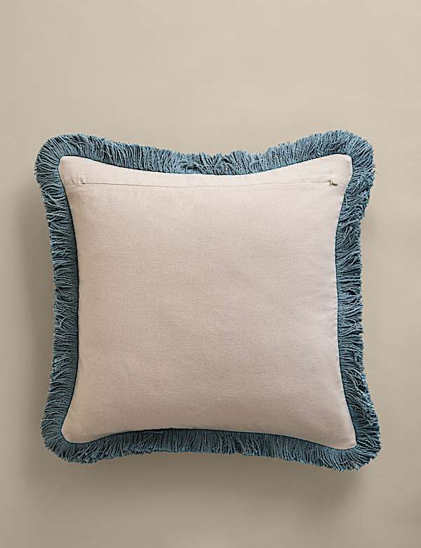 Pure Cotton Textured Fringe Cushion - CA