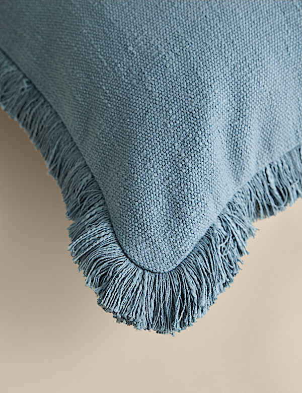 Pure Cotton Textured Fringe Cushion - CA