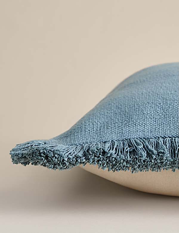 Pure Cotton Textured Fringe Cushion - CA