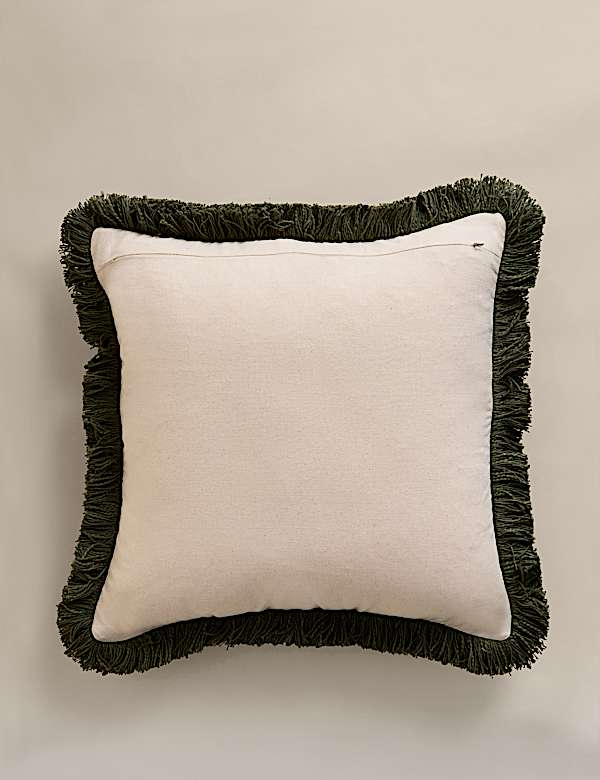 Pure Cotton Textured Fringe Cushion - IT