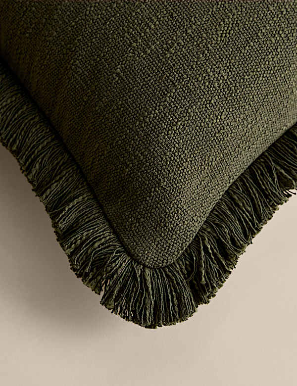 Pure Cotton Textured Fringe Cushion - IT