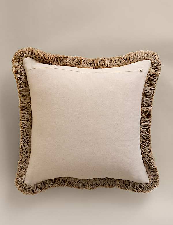Pure Cotton Textured Fringe Cushion - RS