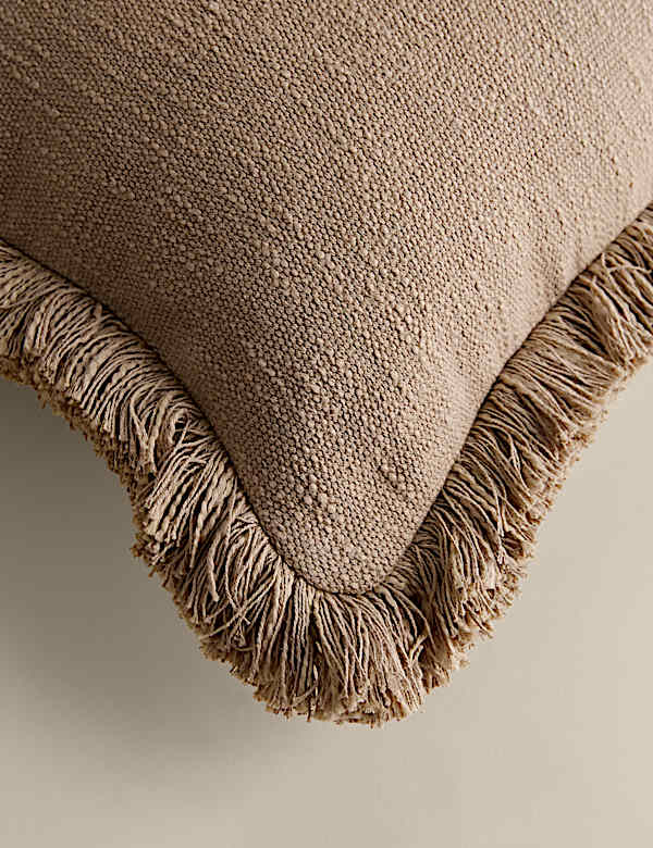 Pure Cotton Textured Fringe Cushion - RS