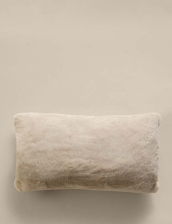 Faux Fur Snooze Slogan Bolster Cushion - NO