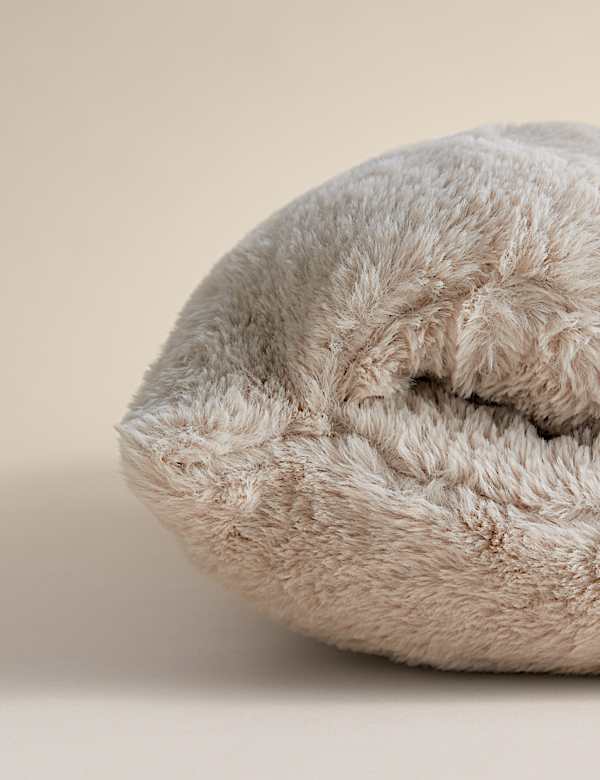 Faux Fur Snooze Slogan Bolster Cushion - NO