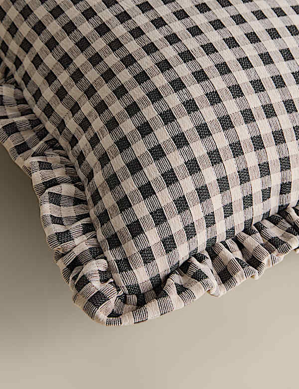 Chenille Woven Gingham Cushion - BN