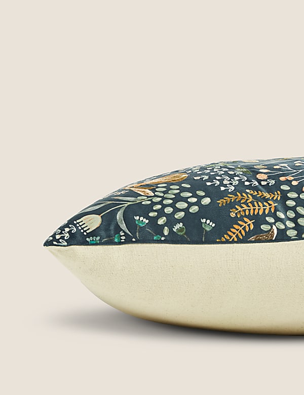 Woodland Print Embroidered Cushion - NZ