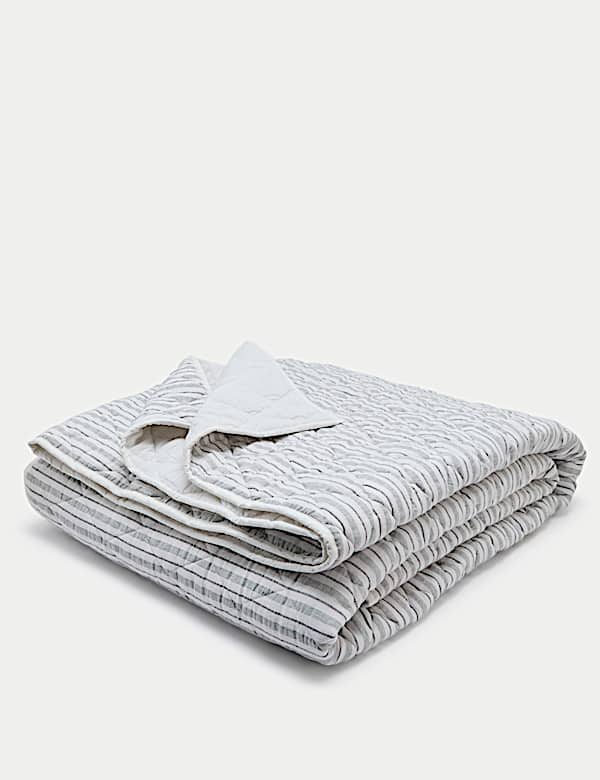 Pure Cotton Striped Quilted Bedspread - BG