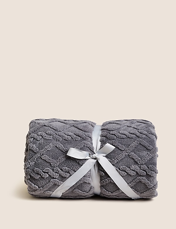 Borg Fleece Cable Throw