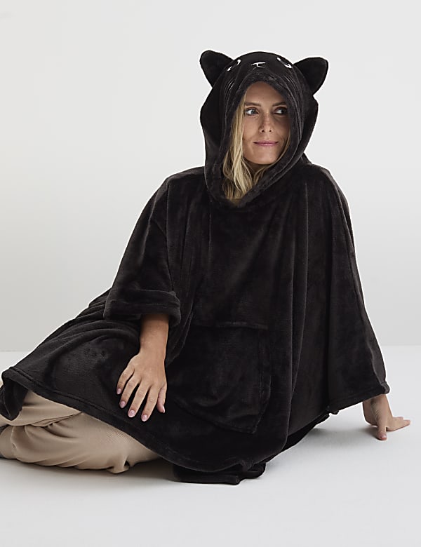 Fleece Cat Hooded Blanket