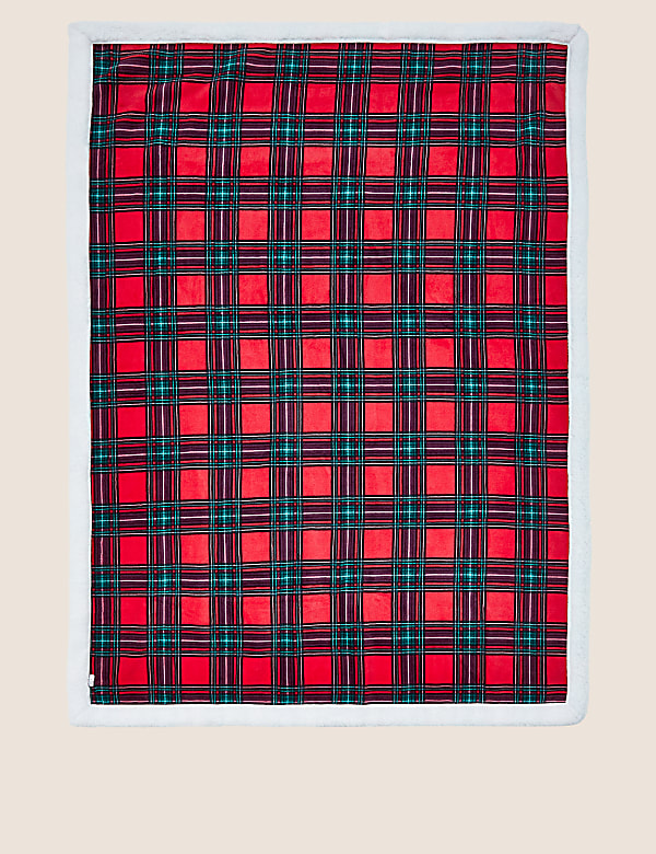 Selimut Sofa Fleece Borg Motif Kotak - ID