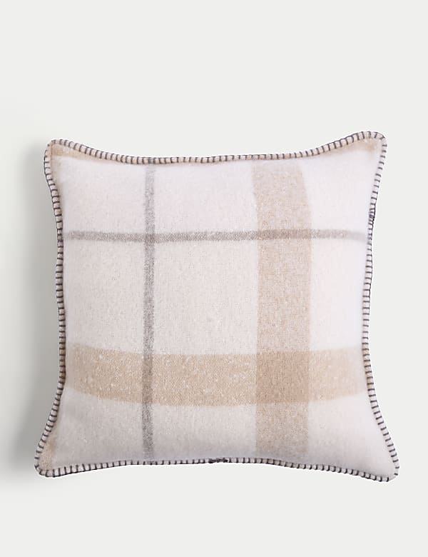 Faux Mohair Checked Cushion GREEN Cushions M S NL
