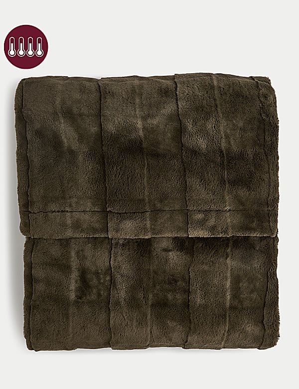 Faux Fur Striped Throw GREEN Throws M S DK