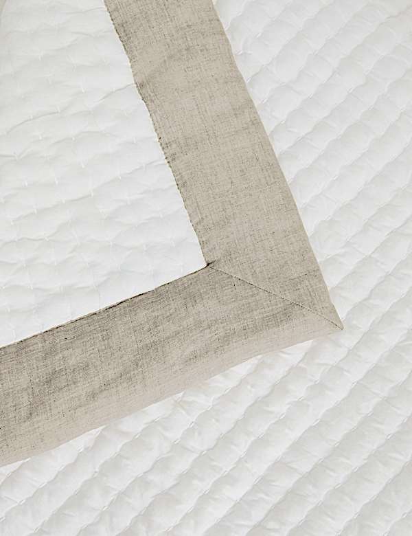 Dessus de lit matelassé avec bordure en lin - CA