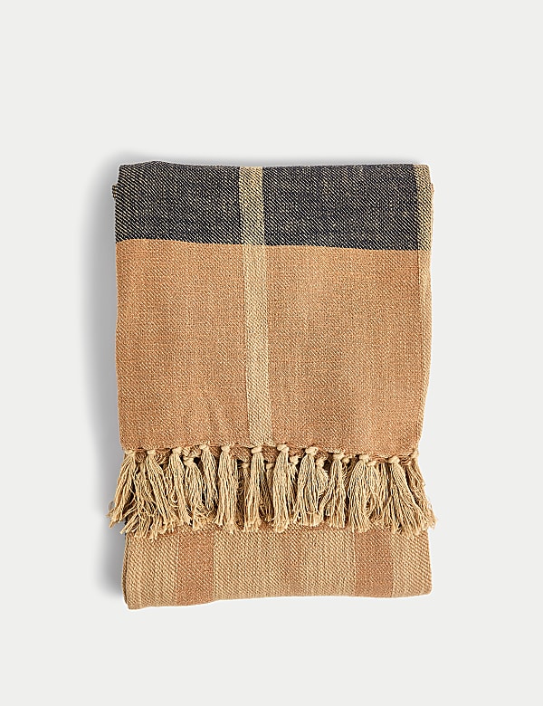 Pure Cotton Woven Geometric Checked Throw - HU