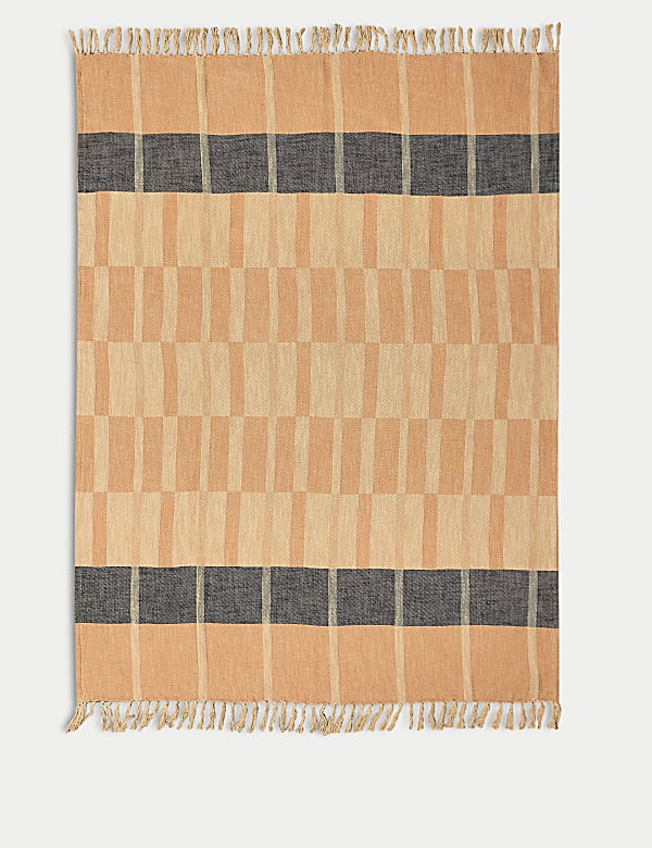 Pure Cotton Woven Geometric Checked Throw - IL