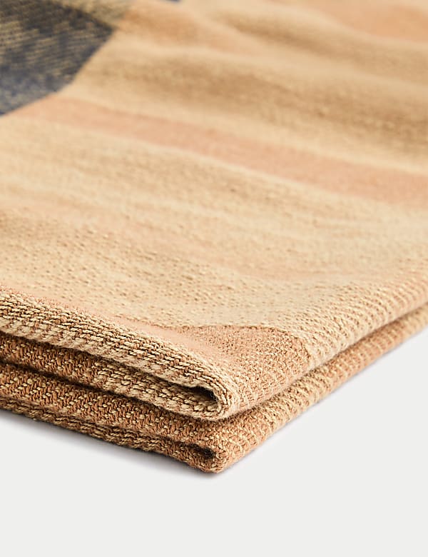 Pure Cotton Woven Geometric Checked Throw - IL