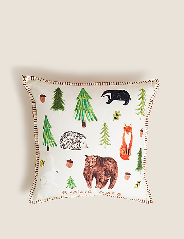Pure Cotton Woodland Cushion - US