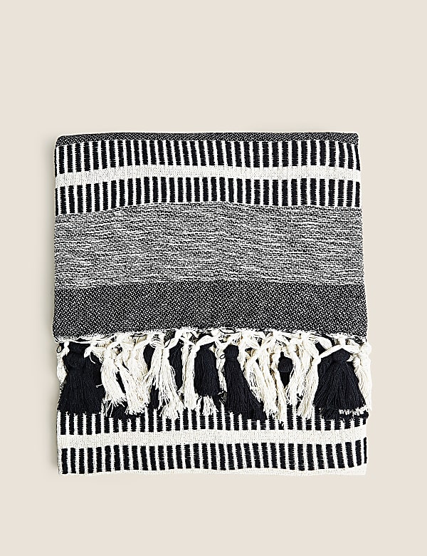 Cotton Rich Woven Monochrome Stripe Throw