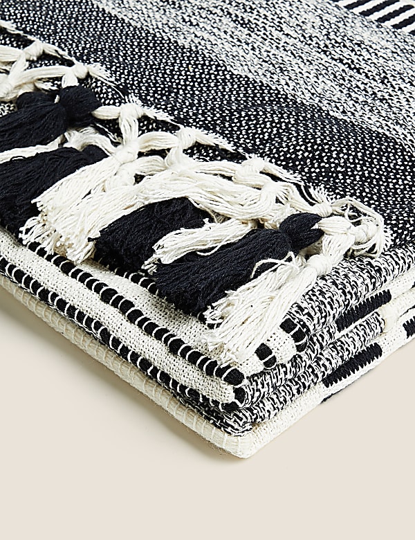 Cotton Rich Woven Monochrome Stripe Throw