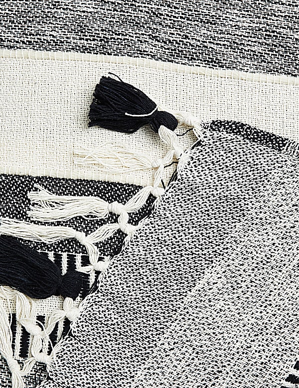 Cotton Rich Woven Monochrome Stripe Throw