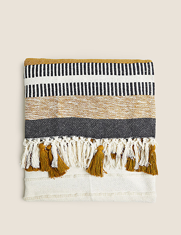 Cotton Rich Woven Monochrome Stripe Throw