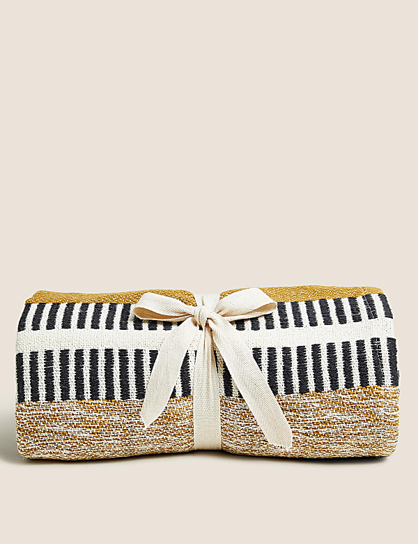 Cotton Rich Woven Monochrome Stripe Throw
