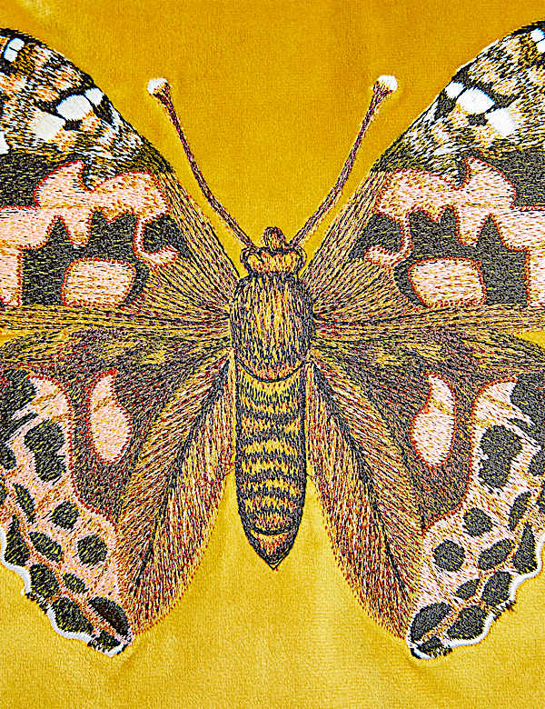 Velvet Butterfly Embroidered Cushion