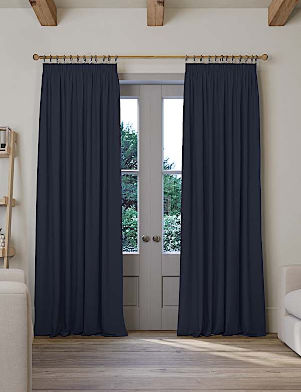 Brushed Pencil Pleat Blackout Thermal Curtains - RS