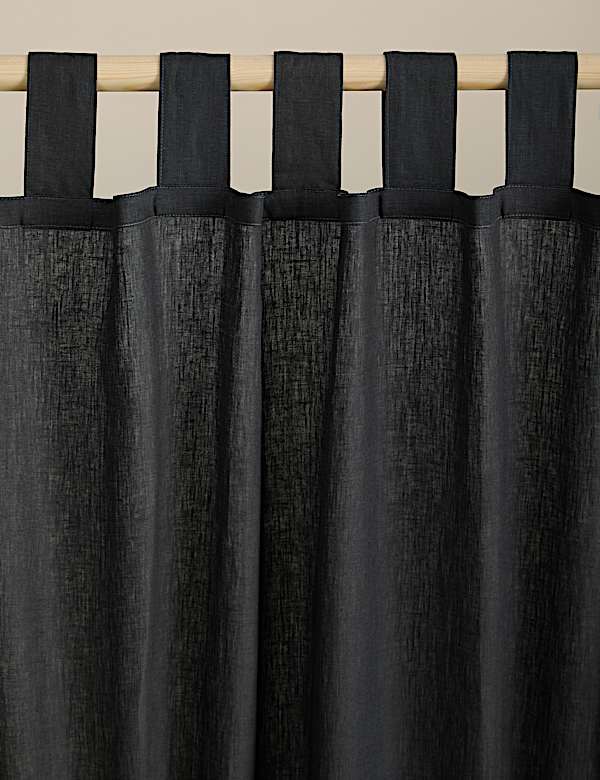 Cortinas de lino transparentes con trabillas en la parte superior - US