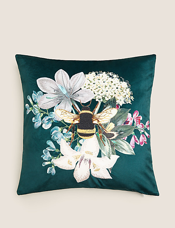 Velvet Bee Embroidered Cushion - MV