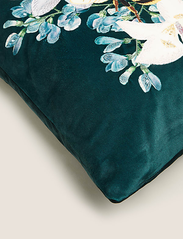 Velvet Bee Embroidered Cushion