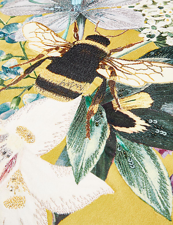 Velvet Bee Embroidered Cushion