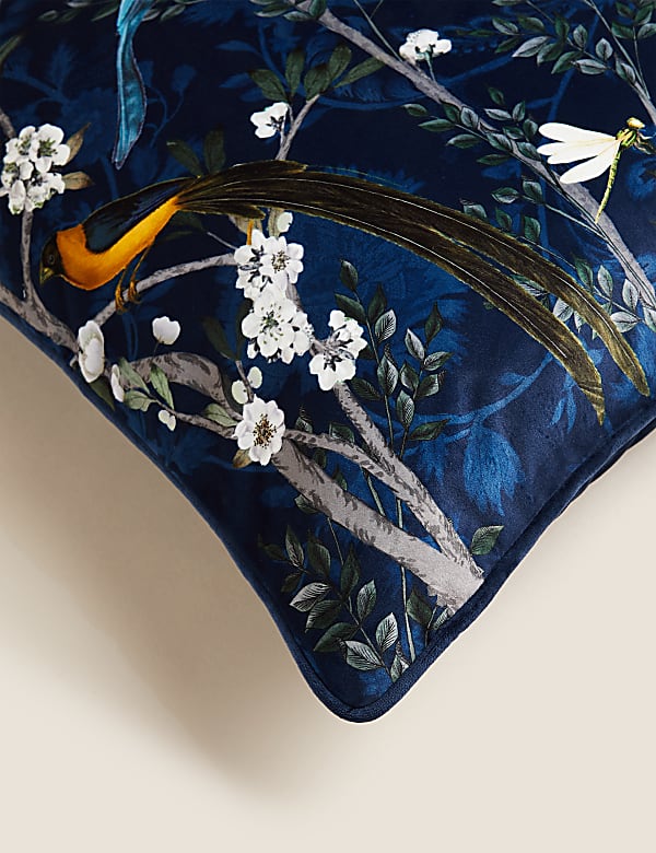 Velvet Spring Bird Cushion