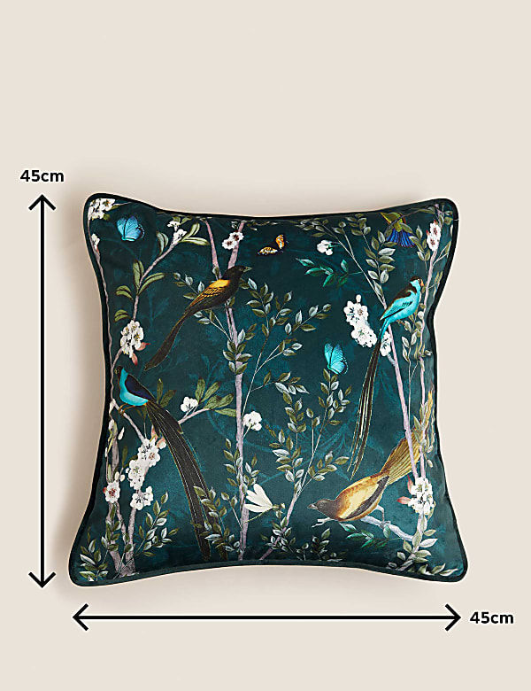 Velvet Spring Bird Cushion